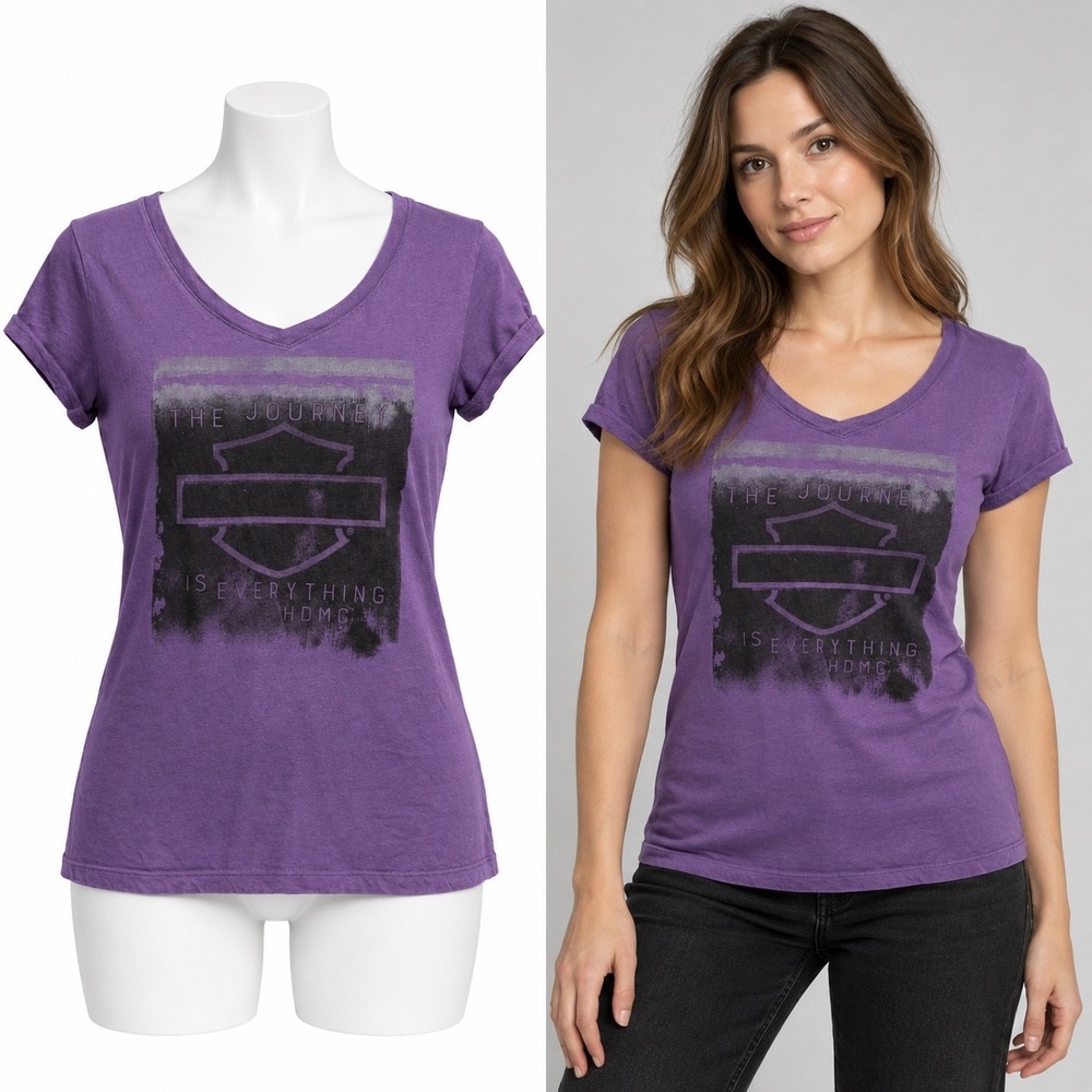 Harley Davidson T Shirt Womens Large Purple Journey Is Everything Graphic Tee